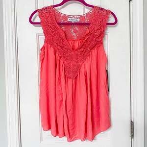 KONTROL • Coral Crochet Flowy Boho Tank Top